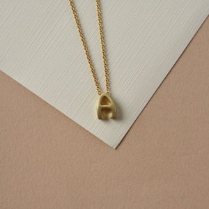 Brushed Brass Gold Letter on Gold Filled Chain