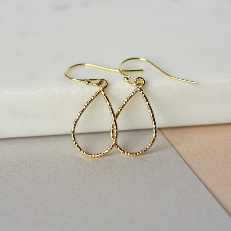 Dainty Gold Earrings, Sparkly Teardrop Earrings, Minimalist Gold Jewelry, Simple Everyday Earrings, Gift for Her, Gold Accessories image 6