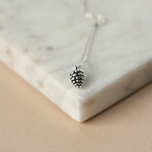 Dainty Sterling Silver Pinecone Necklace, Nature Inspired, Simple Rustic Necklace, Minimalist Everyday Jewelry, Accessories For Mom, Gift
