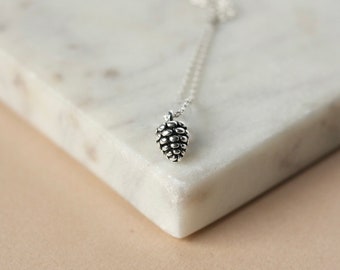 Dainty Sterling Silver Pinecone Necklace, Nature Inspired, Simple Rustic Necklace, Minimalist Everyday Jewelry, Accessories For Mom, Gift