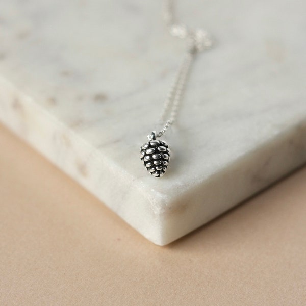 Dainty Sterling Silver Pinecone Necklace, Nature Inspired, Simple Rustic Necklace, Minimalist Everyday Jewelry, Accessories For Mom, Gift