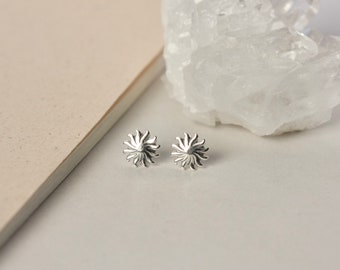 Small Sterling Silver Sun Studs, Minimalist Everyday Earrings, Simple Dainty Celestial Studs, Mom Jewelry, Gift for Her, Mothers Day