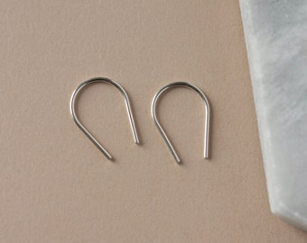 Minimalist Horseshoe Hoops, Sterling Silver Arc Earrings, Dainty Everyday Earrings, Small Open Hoops, Gift for Her, U Shaped Earrings