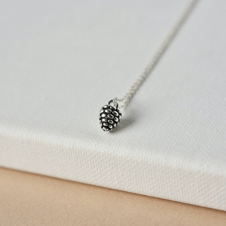 Dainty Sterling Silver Pinecone Charm on Sterling Silver Chain