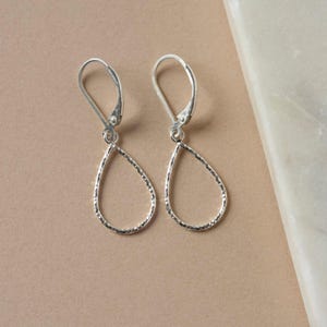 Dainty Sterling Silver Teardrop Earrings, Sparkly Lever Back Dangles, Minimalist Jewelry Gift