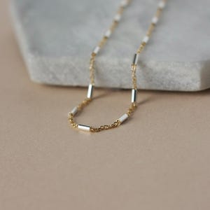 Minimalist Two Tone Choker, Mixed Metal Layering Necklace, Sterling Silver Gold Filled Chain Jewelry