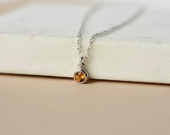 Dainty Citrine Necklace, Minimalist Gemstone Jewelry, November Birthstone, Faceted Gemstone Necklace, Golden Honey Citrine, Gift for Her