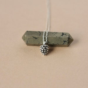 Dainty Sterling Silver Pinecone Charm on Sterling Silver Chain