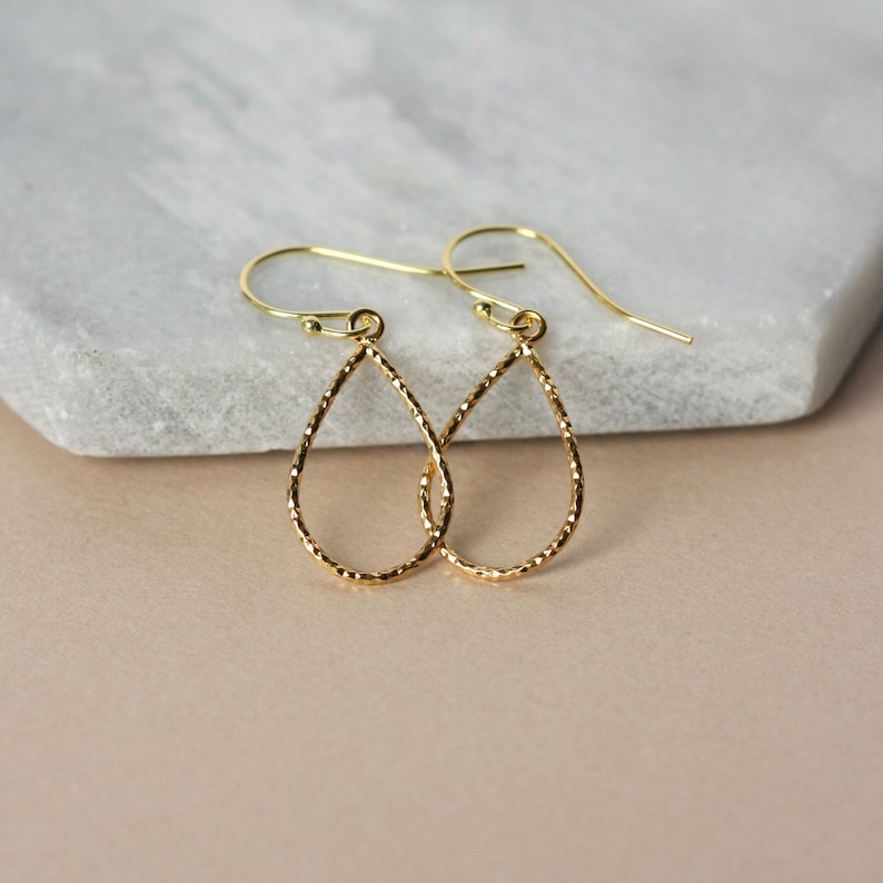 Dainty Gold Earrings, Sparkly Teardrop Earrings, Minimalist Gold Jewelry, Simple Everyday Earrings, Gift for Her, Gold Accessories image 3