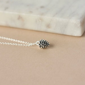Dainty Sterling Silver Pinecone Charm on Sterling Silver Chain