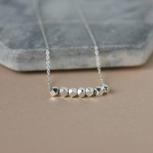 Sterling Silver Faceted Nugget Necklace: Hill Tribe Silver Beads, Modern Layering Jewelry
