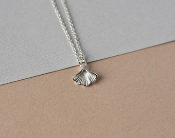 Dainty Sterling Silver Ginkgo Leaf Necklace, Nature Inspired, Minimalist Botanical Jewelry, Simple Everyday Necklace, Nature Lover Gift