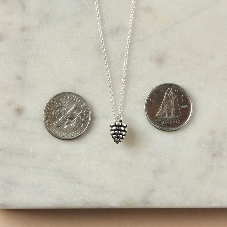 Dainty Sterling Silver Pinecone Charm on Sterling Silver Chain