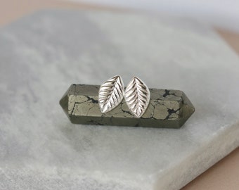 Small Sterling Silver Leaf Earrings, Dainty Nature Inspired Stud Earrings, Minimalist Everyday Jewelry, Lightweight Earrings, Gift for Her