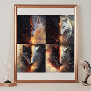 A set of four Tale of Two Wolves posters