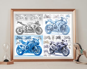 2020 Honda Shadow Phantom Blueprint, Motorcycle Art Print - Etsy