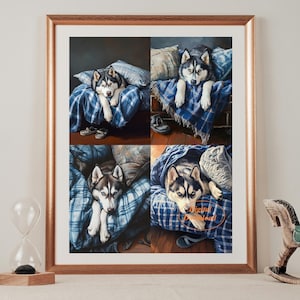 A set of four husky dog Prints