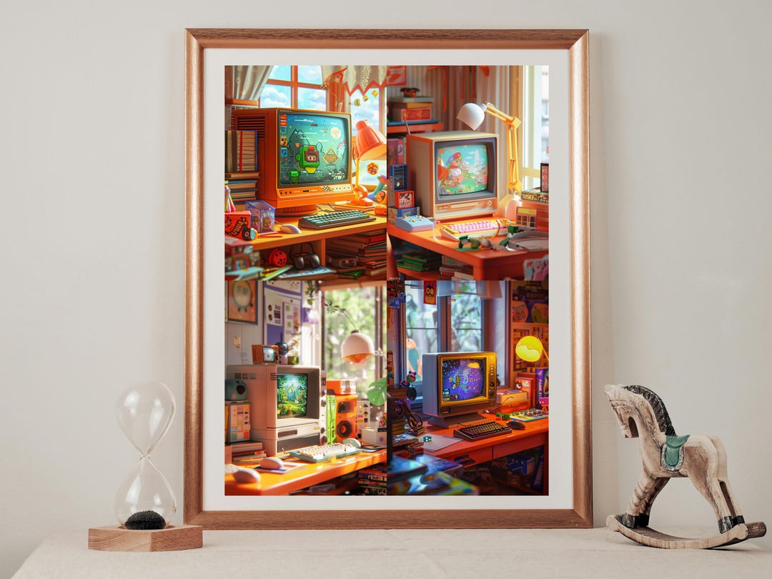 Vintage Gaming Computer Room Poster Set - Set of 4 Gamer Posters - Etsy