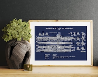 German WW2 Type VII submarine Blueprint
