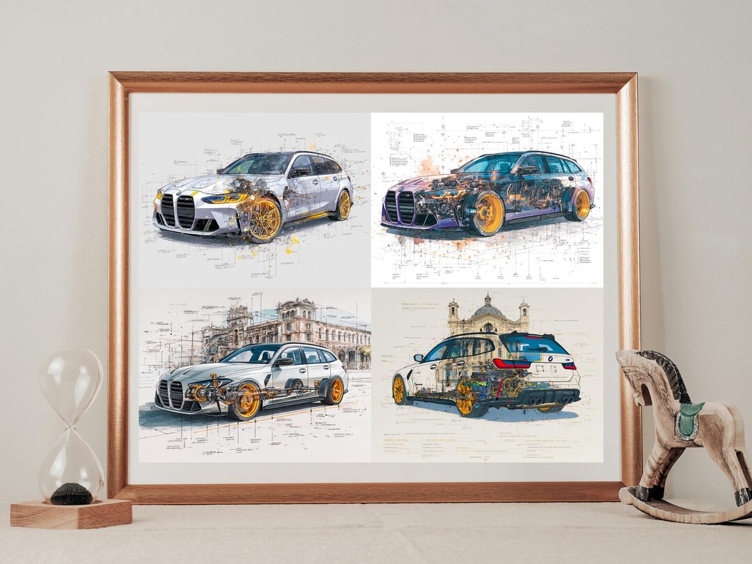 Vintage Style BMW G81 M3 Touring Design Blueprint Prints - Set of 4 - Etsy