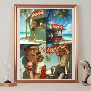 Vintage-Inspired Beverage Advertising Prints - Set of 4 Retro Posters