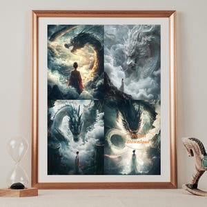 A set of four Chinese Dragon posters