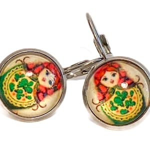 Matryoshka Doll Earrings, Russian Nesting Doll Earrings, Handcrafted Stainless Steel Leverback, Unique Gift For Her, Cute Teen Girl Earrings