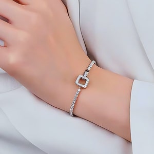 Moissanite Tennis Bracelet for Women | 925 Sterling Silver | Adjustable Bracelet | Passes Diamond Tester | Bridal Jewelry | Gift for Her
