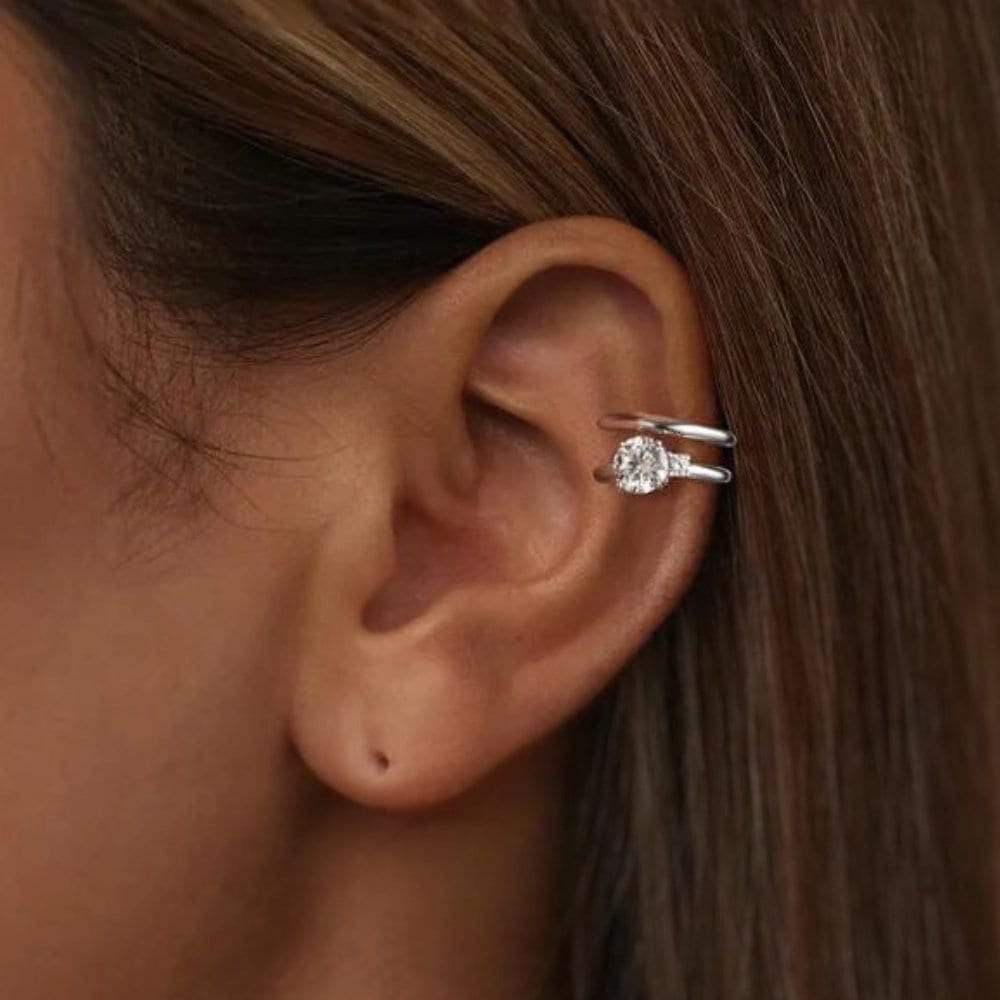 Earcuff Ear Climber in Argento Sterling 925 con Cristalli Orecchini