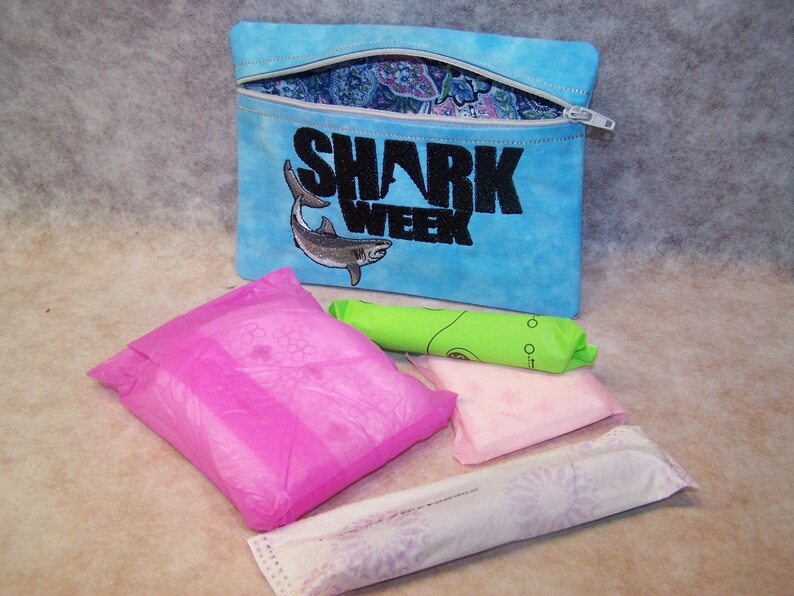 Tampon & Maxi Pad Holder SHARK WEEK Zippered Fabric Purse Etsy
