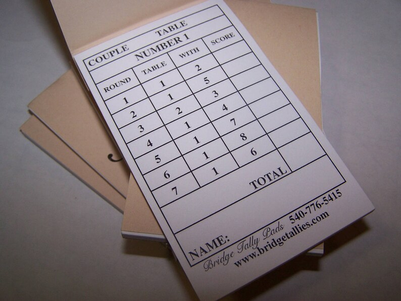 Bridge Tally Score Pads Set of 30 Bridge Tallies Tally Cards Etsy