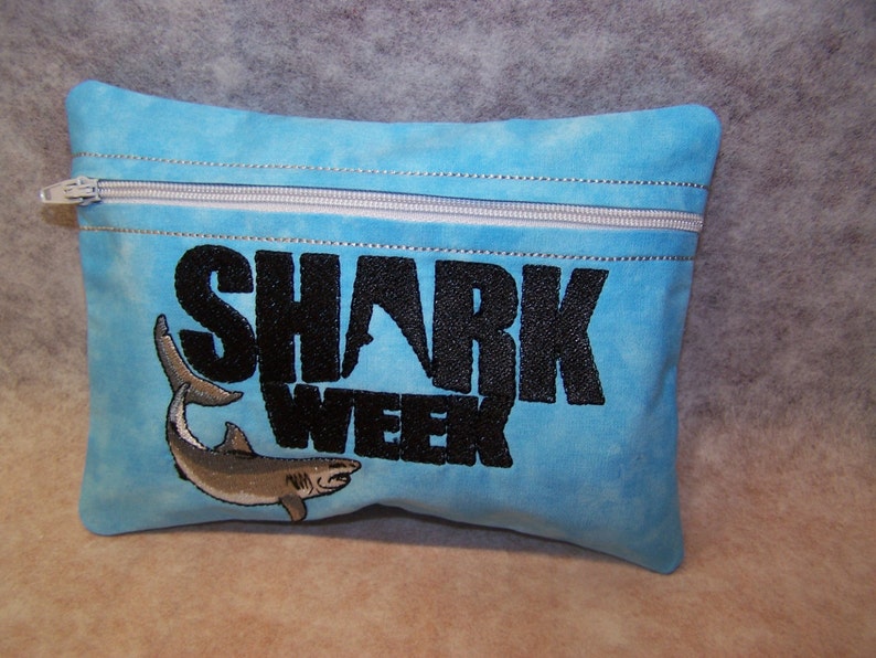 SHARK WEEK Tampon and Feminine Pad Holder / Zippered Fabric Etsy