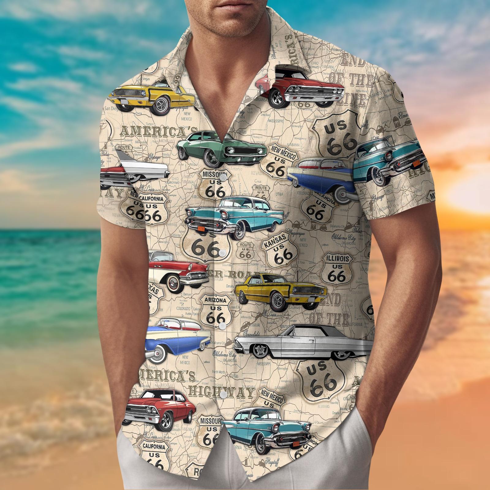 Discover Car Button Shirt, Vintage Hawaiian, Retro Shirt, Aloha Vibes Shirt, Summer Beach Shirt, Family Vacation Shirt, Gift For Him Her