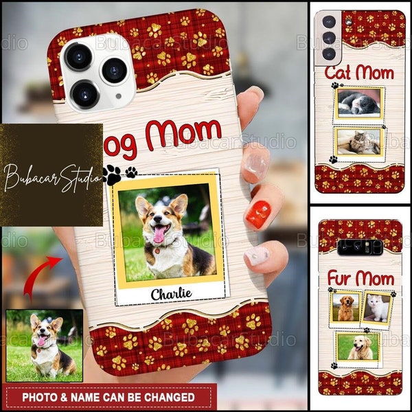 Custom Pet Photo Personalized Phone Case, Cute Puppy Pet Dog Mom Pawprint Phone Case, Cat Photo Phone Case, Photo Phone Case