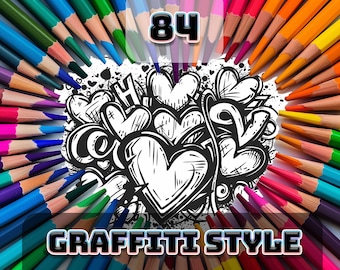 Descubre un mundo de creatividad con nuestras hojas para colorear imprimibles. Relájate con ilustraciones cautivadoras con estilo graffiti.