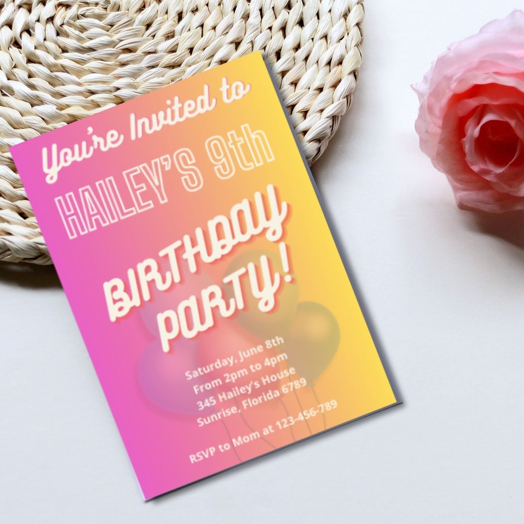 Colorful Birthday Party Invitation Editable Instant Download - Etsy