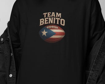 Team Benito Puerto Rican Flag Football T-Shirt, Reggaeton Streetwear