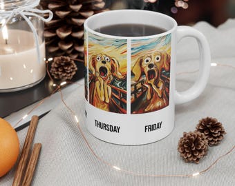 The Weekly Woof Scream Mug: Funny Dog Art, Munch