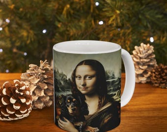 Mona Lisa Cavalier King Charles Spaniel Mug: Renaissance Art Reimagined, Whimsical Gift