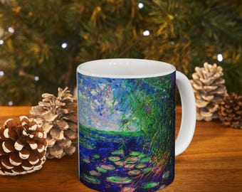 Monet Water Lilies Art Mug, Whimsical Impressionism