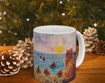 Cat Monet Mug: Whimsical Impressionist Art, Gift for Cat Lovers