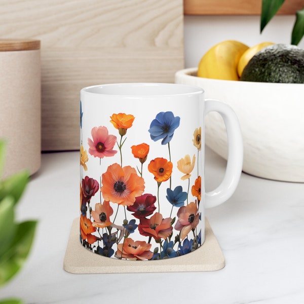 Charming Wildflower Mug Perfect for Morning Brews and  Tea Lovers Ideal gift for gardeners and plant lovers