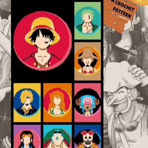 One Piece Blanket Crochet Pattern Graph Anime One Piece Crochet Tapestry Anime Crochet Pattern Pixel Crochet Blanket Strawhats Crochet Chart