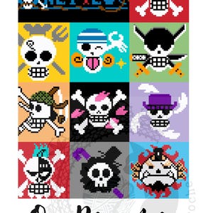 Pattern One Piece Crochet Pattern Colored Blanket Crochet Pattern Graphgan Pixel Tapestry Crochet C2C SC Crochet Anime Pattern One Piece