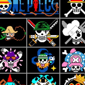 One Piece Blanket Crochet Pattern Graph Anime One Piece Crochet Tapestry Pattern Anime Crochet Pattern Pixel C2C Crochet SC Black Blanket