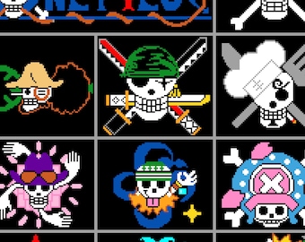 One Piece Blanket Crochet Pattern Graph Anime One Piece Crochet Tapestry Pattern Anime Crochet Pattern Pixel C2C Crochet SC Black Blanket