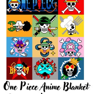 One Piece Crochet Blanket Pattern Pirate Flag Blanket Graph Tapestry Crochet Anime Blanket Pattern One Piece Chart Pattern Instructions