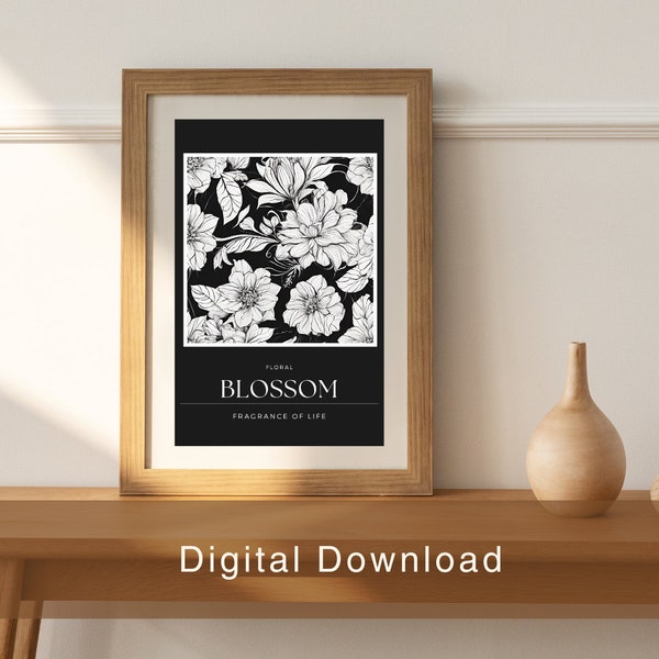 Abstract Flower| Black flower | High-Quality JPG | Digital Download | Flower Art | Modern Floral Prints| Digital Artwork | Black Background