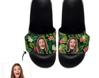 Pantofole per il viso personalizzate Sandali con cinturino in velcro con stampa floreale per uomo, pantofola per ragazza