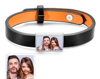 Bracelet photo personnalisé Bracelet en cuir avec photo personnalisé Cadeau pour homme Cadeaux mère - Cadeau pour maman - Cadeau maman de sa fille - Fête des Mères